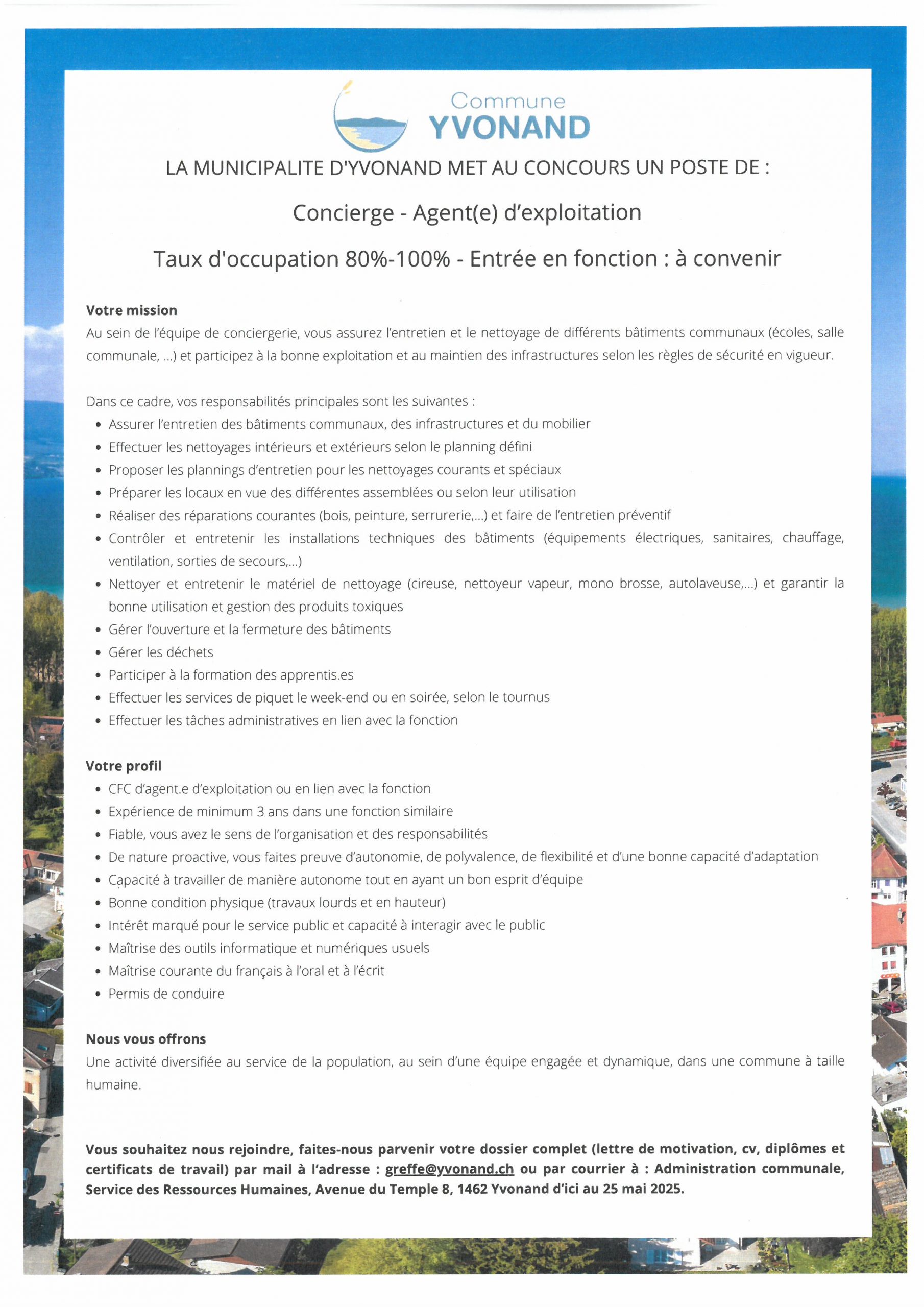 Yvonand_Offre emploi_Concierge-Agent-e d'exploitation
