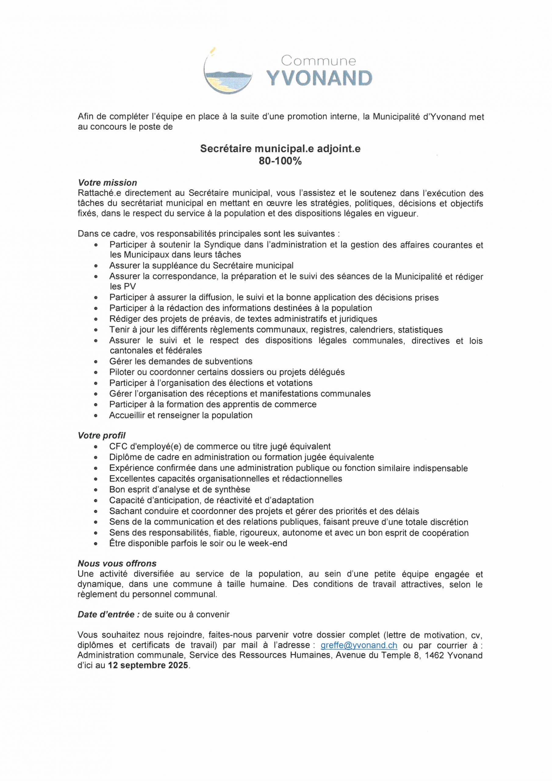 Offre emploi_Secrétaire municipal.e adjoint.e_25.08.2025